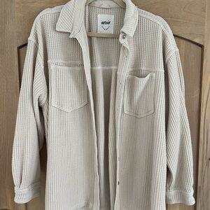 Aerie Cream Waffle Knit Jacket